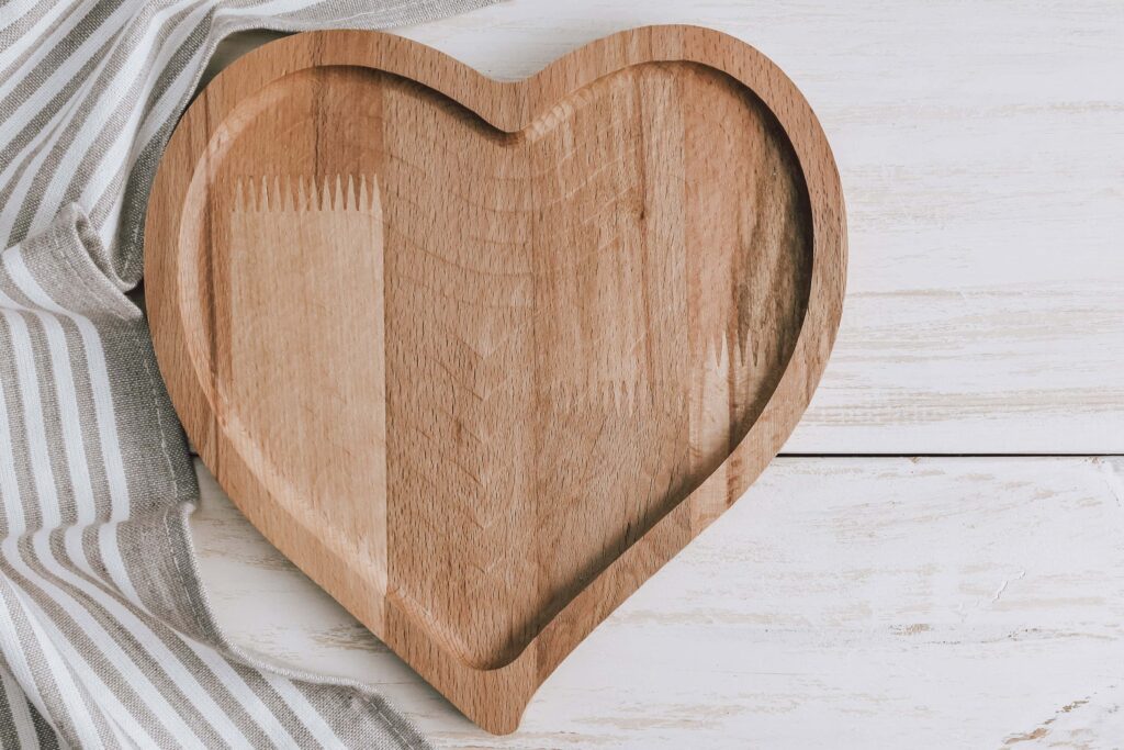 heart shaped wooden cutting board valentine gift idea